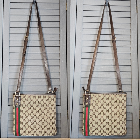 Authentic GUCCI Monogram GG Web Sherry Line Crossbody - Picture 2 of 13